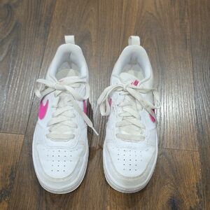 Girl's size 4.5Y Pink and White Sneakers. In Good Condition.